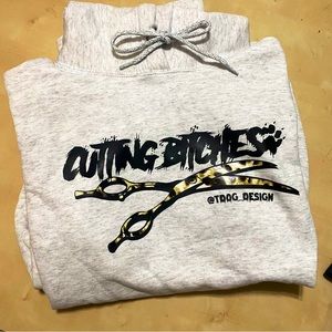 NEW Cutting Bitches Dog Groomer Hoodie in Grey with a cheetah Print